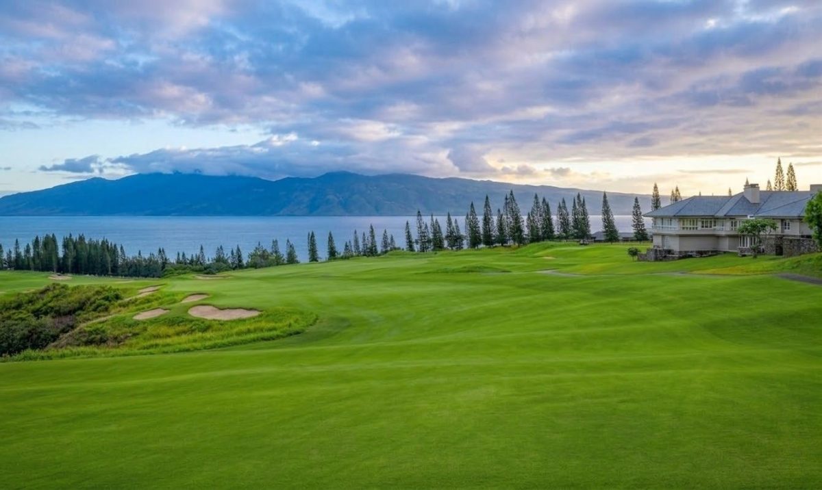 Kapalua Plantation Course golf hole overlooking the Pacific Ocean