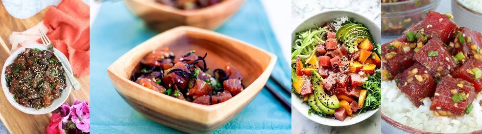Overhead view of a classic shoyu ahi poke bowl from a Kihei poke shop in Maui