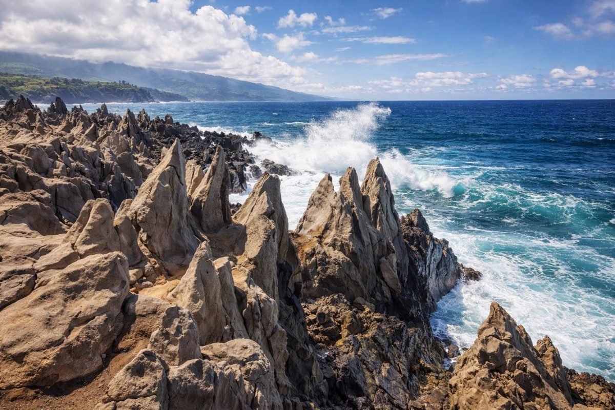 Dragon’s Teeth rock formations Kapalua Coastal Trail Maui
